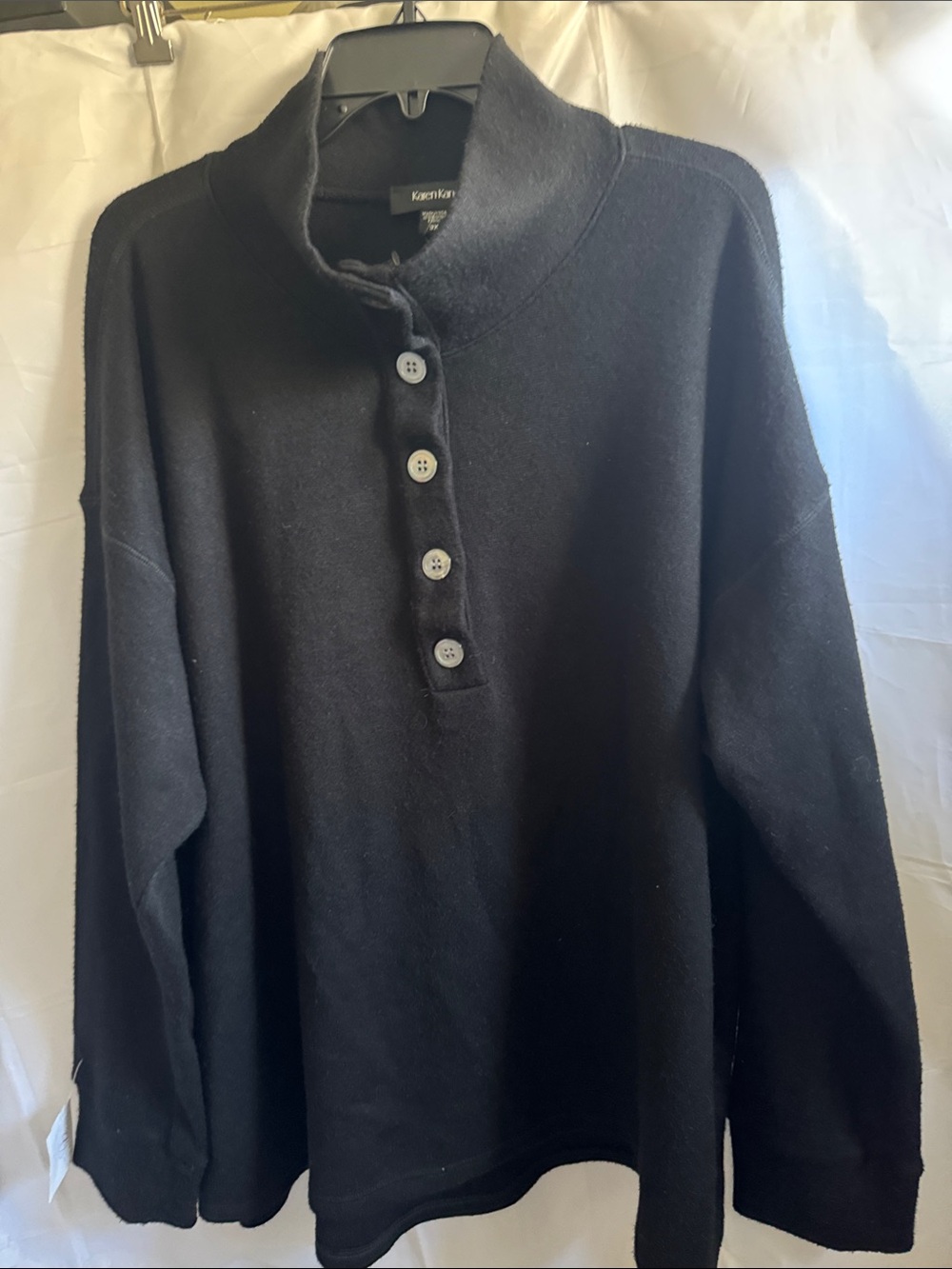 Karen Kane Black rayon Button-Neck Pullover Sweater size 3X, made USA